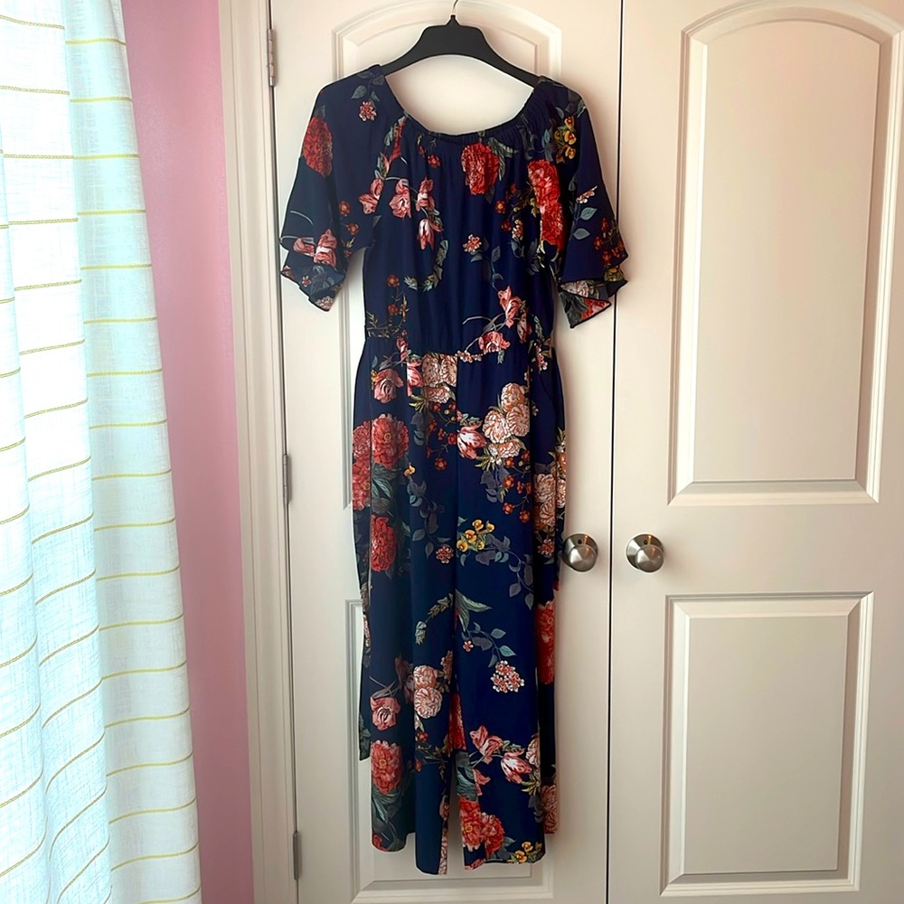 We Love Fashion Navy Jumpsuit w/ Removable Belt Size Large